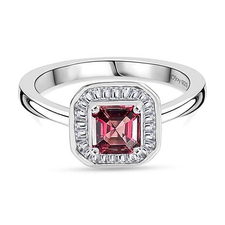 EXTREMELY RARE AND LIMITED - AAA Byzantine Tourmaline & White Diamond Halo Ring in Rhodium Overlay Sterling Silver