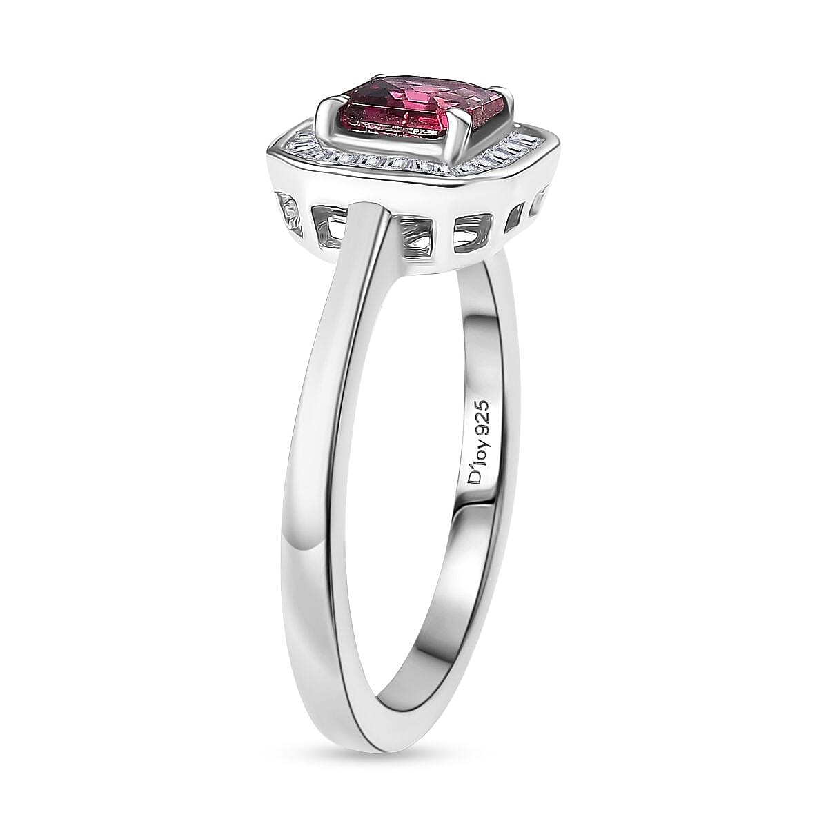 EXTREMELY RARE AND LIMITED - AAA Byzantine Tourmaline & White Diamond Halo Ring in Rhodium Overlay Sterling Silver