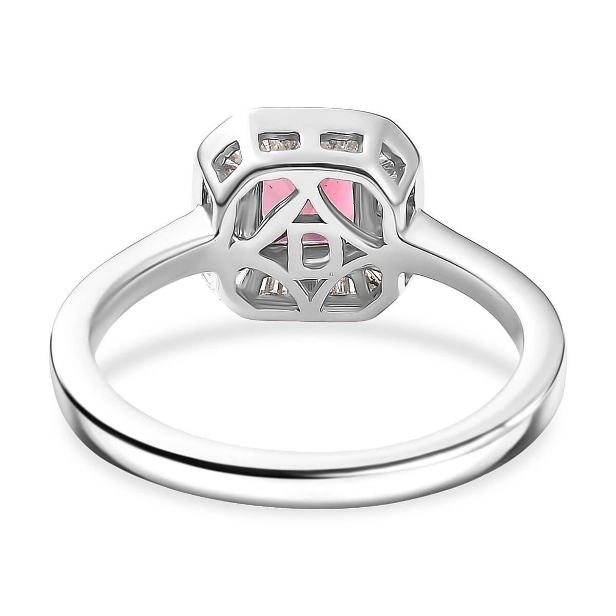 EXTREMELY RARE AND LIMITED - AAA Byzantine Tourmaline & White Diamond Halo Ring in Rhodium Overlay Sterling Silver