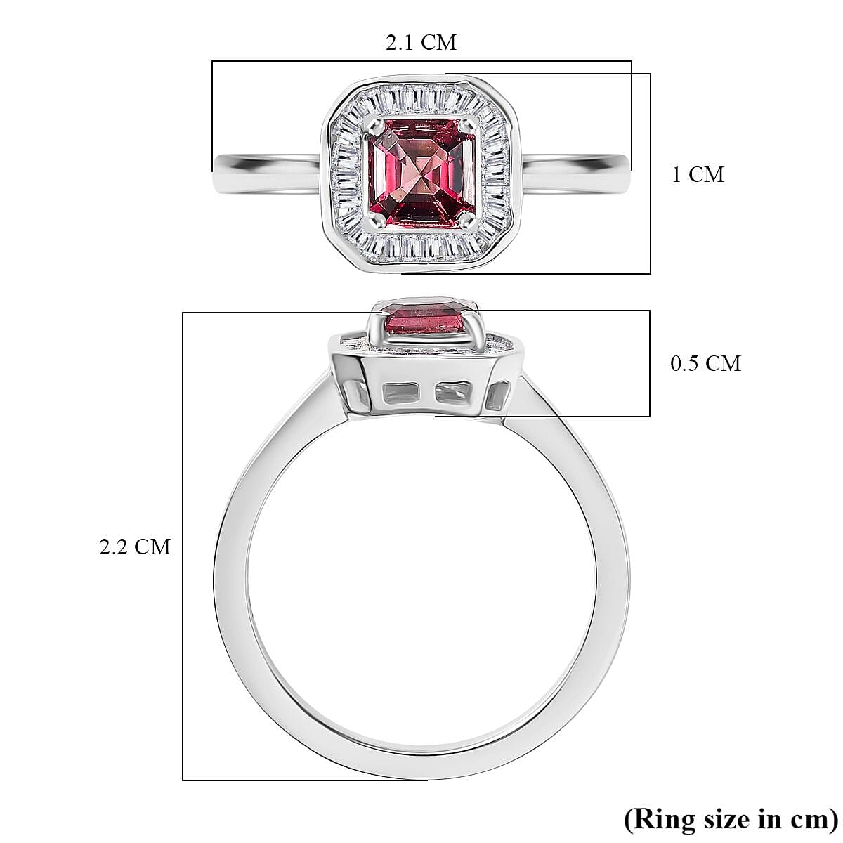 EXTREMELY RARE AND LIMITED - AAA Byzantine Tourmaline & White Diamond Halo Ring in Rhodium Overlay Sterling Silver