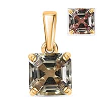 9K Yellow Gold AAA Natural Turkizite Asscher Cut Solitaire Pendant 1.30 Ct.