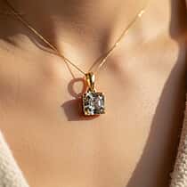 9K Yellow Gold AAA Natural Turkizite Asscher Cut Solitaire Pendant 1.30 Ct.