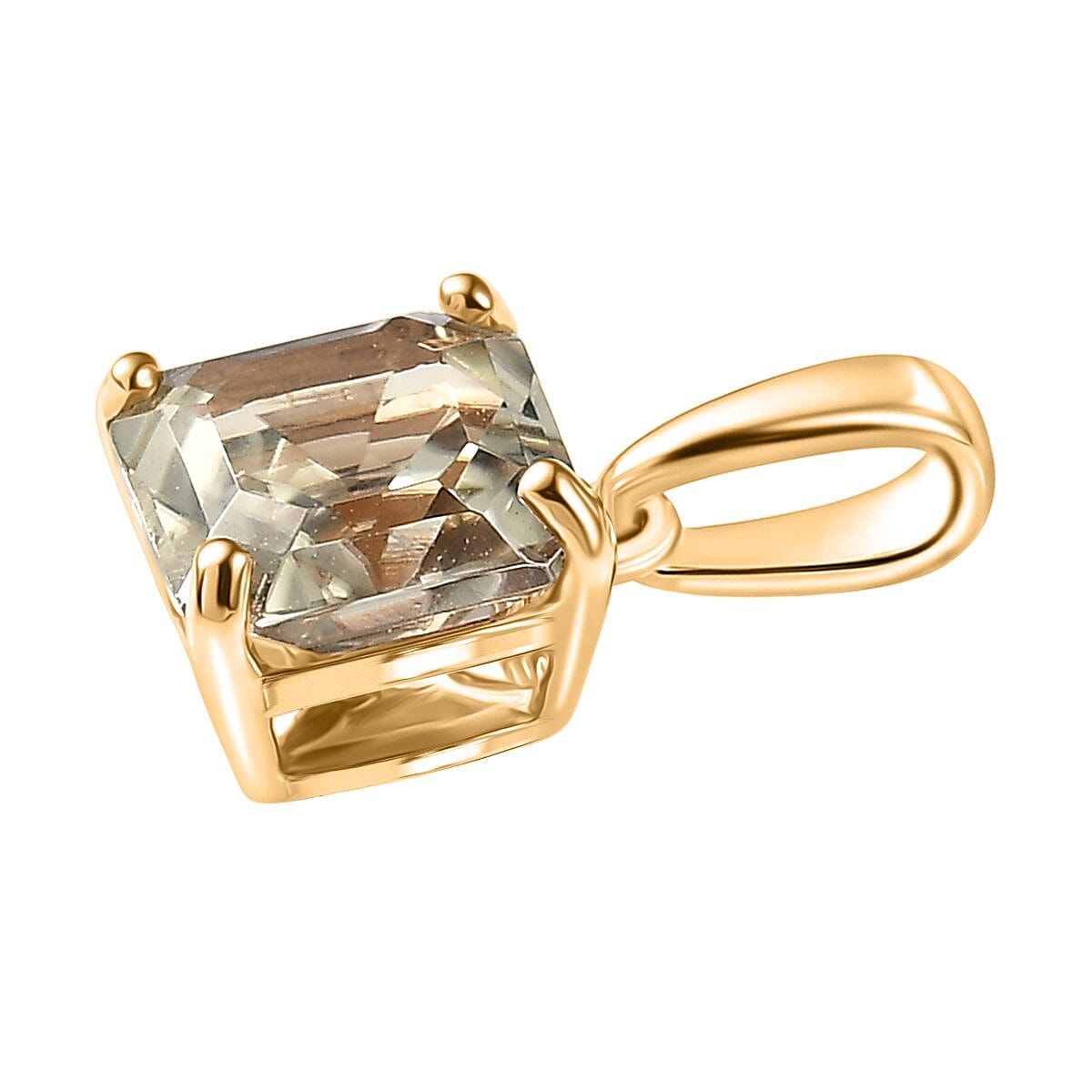 9K Yellow Gold AAA Natural Turkizite Asscher Cut Solitaire Pendant 1.30 Ct.