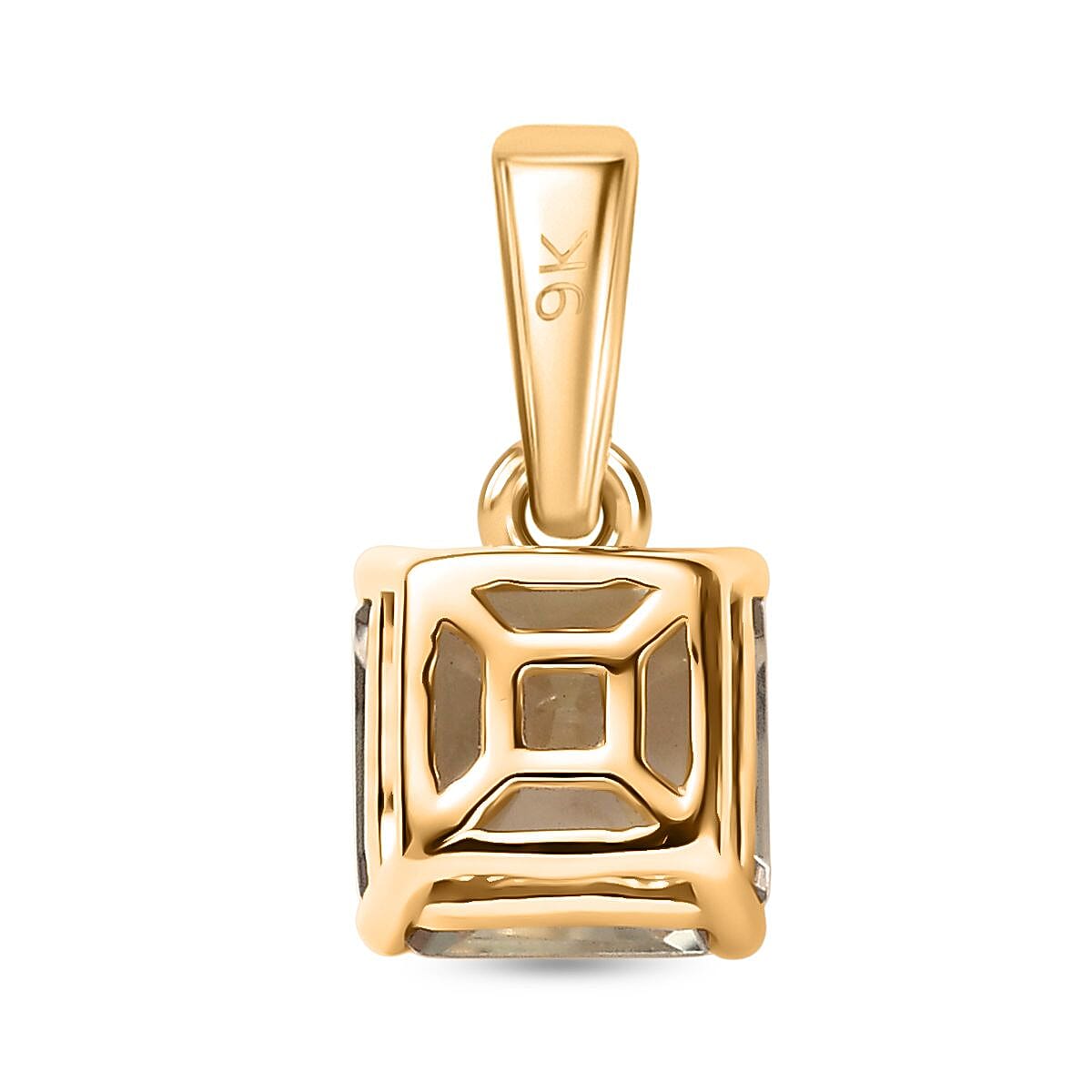 9K Yellow Gold AAA Natural Turkizite Asscher Cut Solitaire Pendant 1.30 Ct.