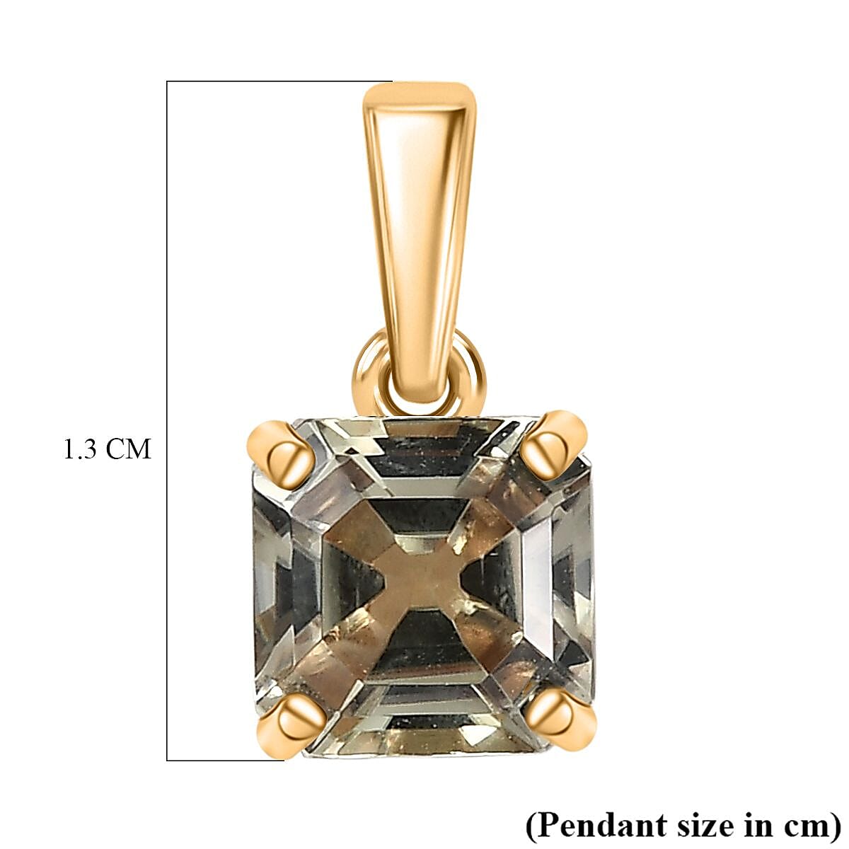 9K Yellow Gold AAA Natural Turkizite Asscher Cut Solitaire Pendant 1.30 Ct.