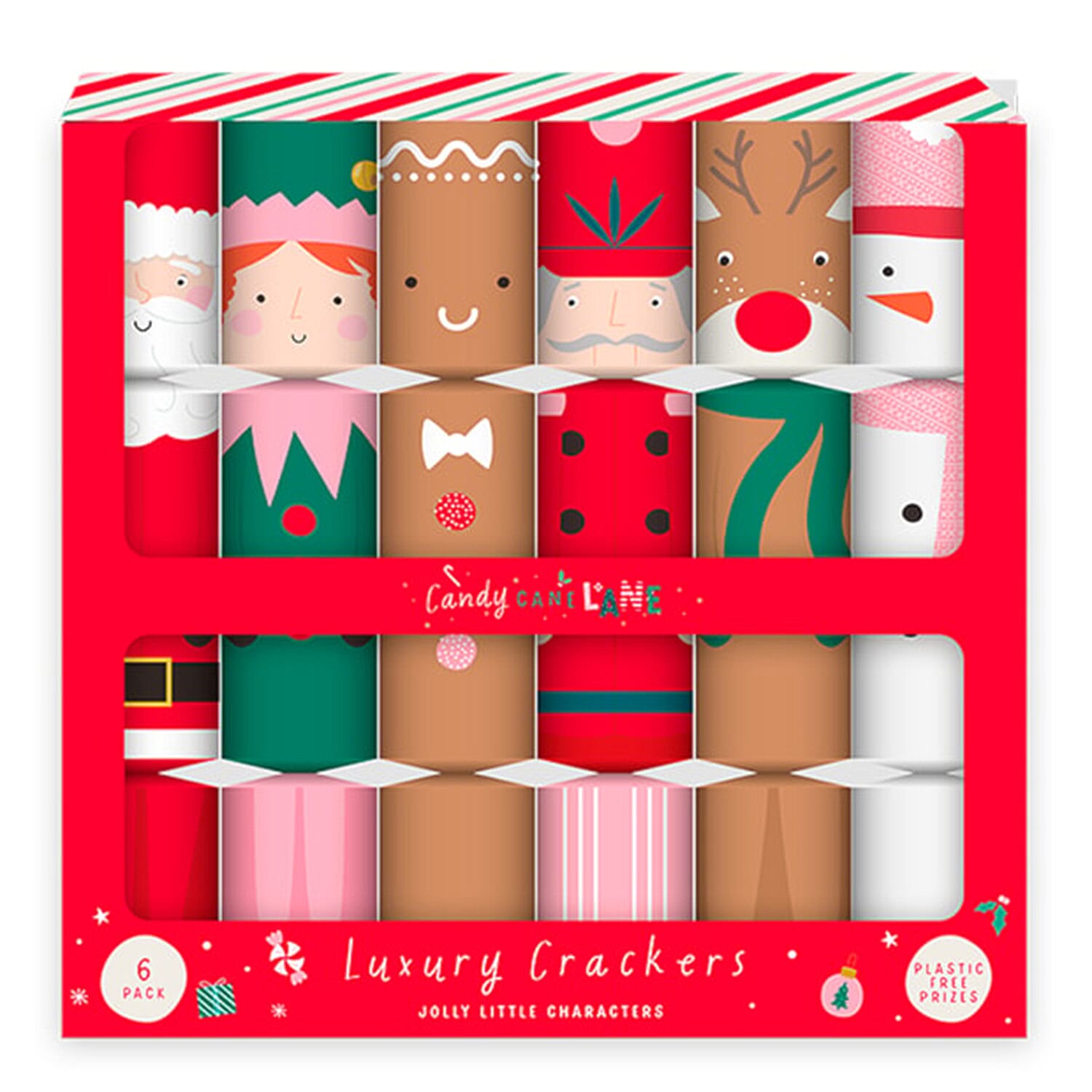 6-Pack Luxury Christmas Character Crackers (14 inch) - Red