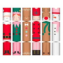 6-Pack Luxury Christmas Character Crackers (14 inch) - Red