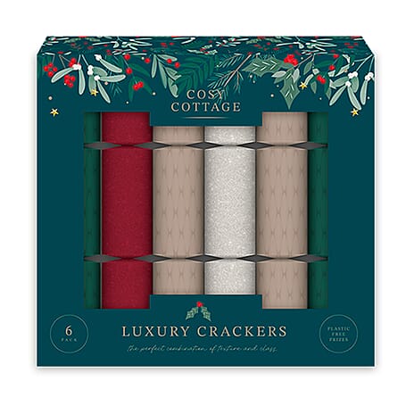 6-Pack Traditional Glittered Luxury Crackers (14 Inch) - Green