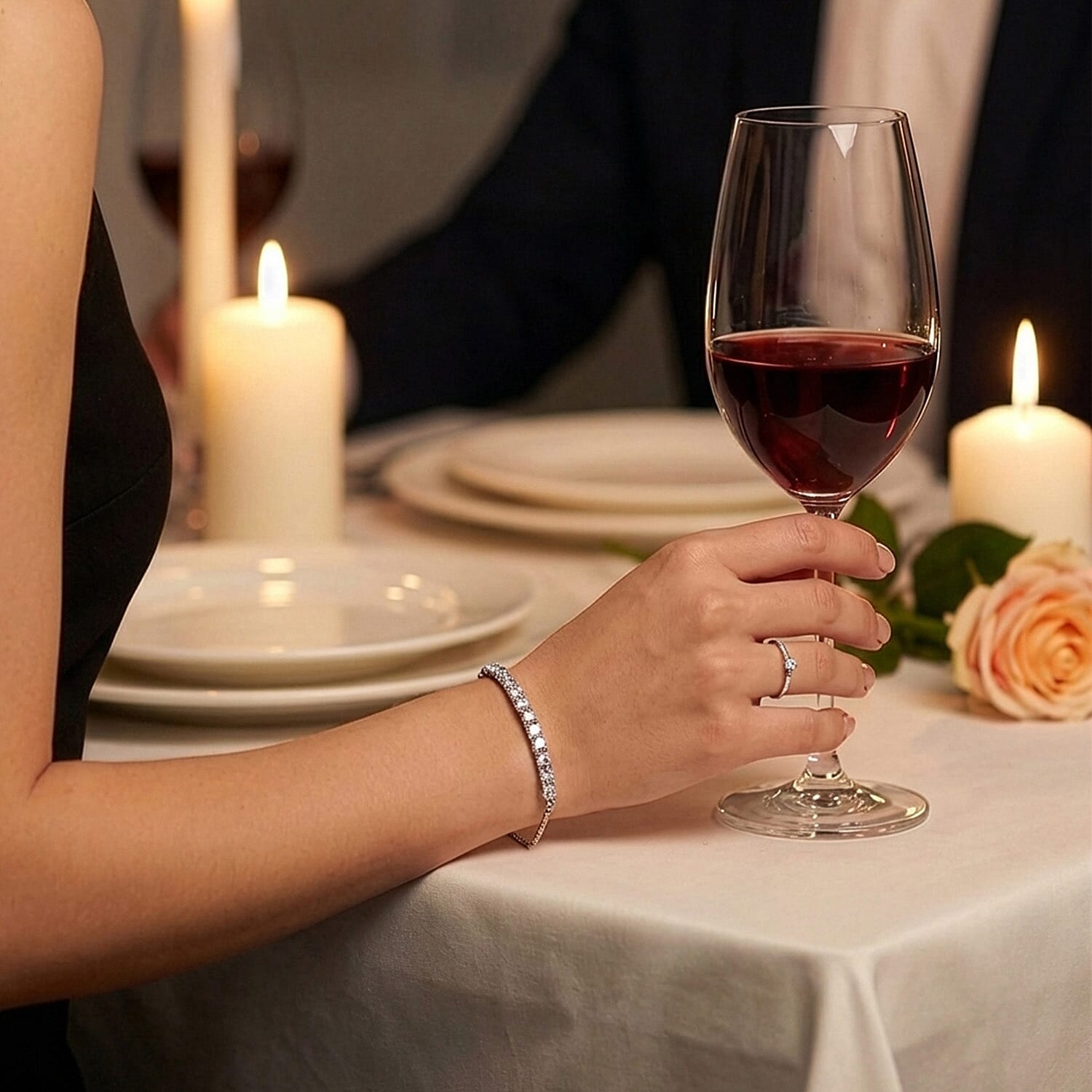 D'Joy Moissanite Bolo Adjustable Bracelet (Size 10.5) in Platinum Overlay Sterling Silver 1.35 Ct.