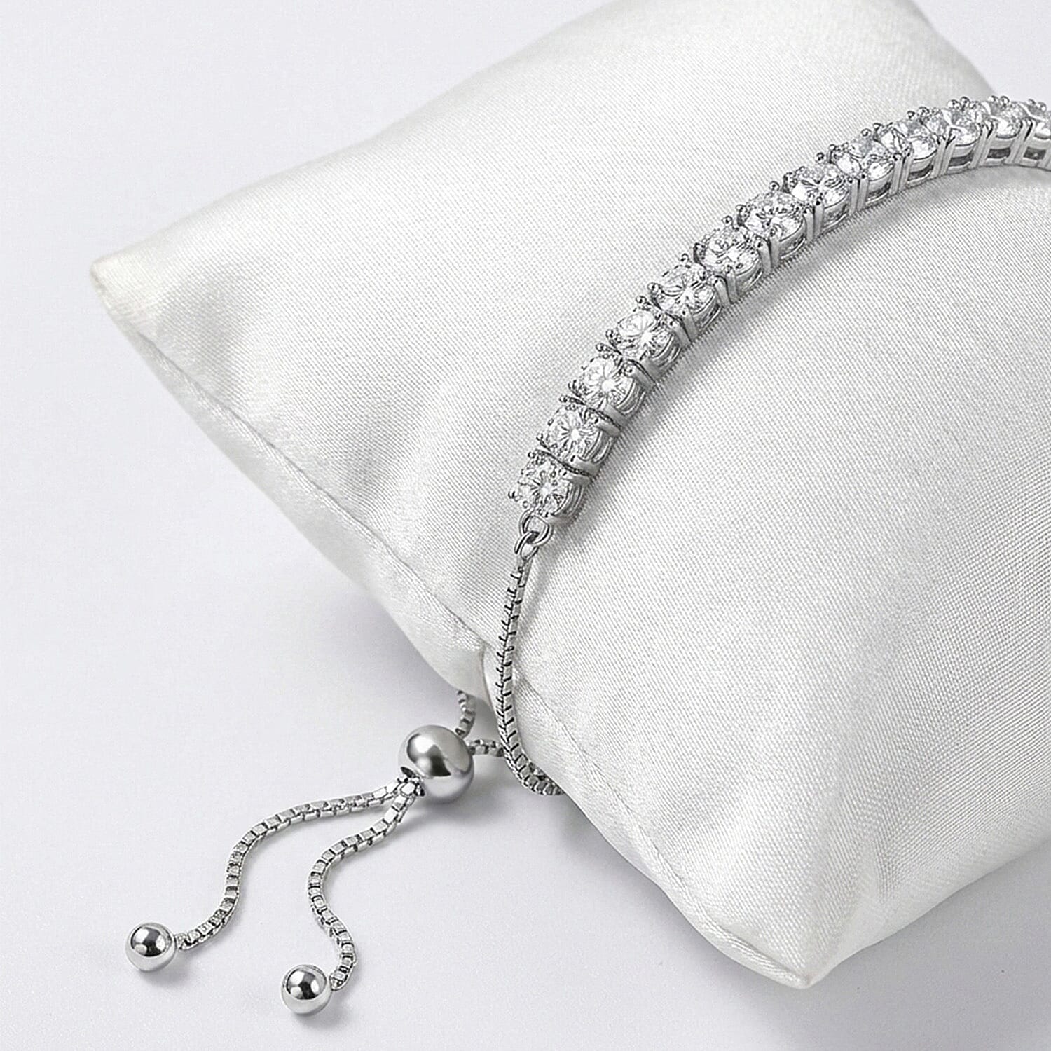 D'Joy Moissanite Bolo Adjustable Bracelet (Size 10.5) in Platinum Overlay Sterling Silver 1.35 Ct.