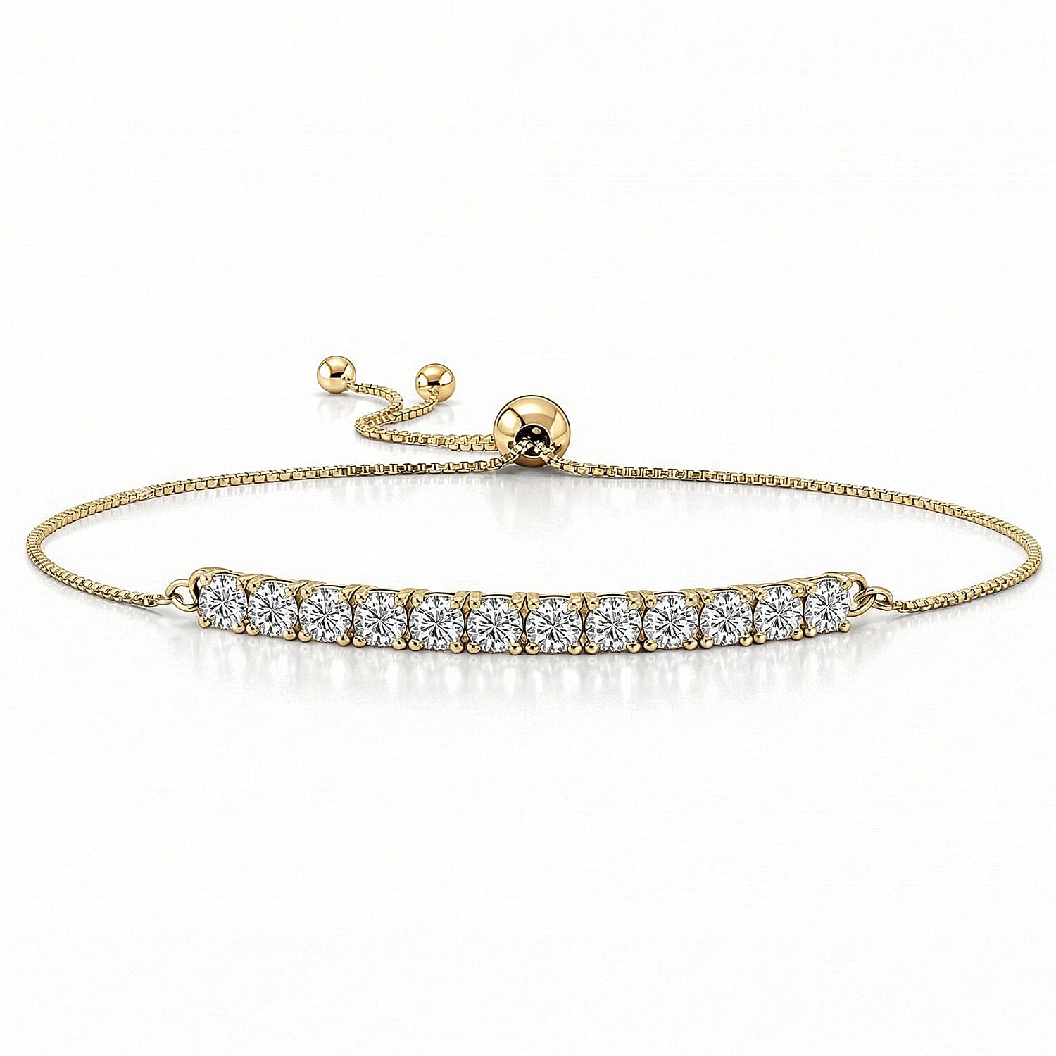 D'Joy Moissanite Bolo Adjustable Bracelet (Size 10.5) in 18K Yellow Gold Plated Sterling Silver 1.35 Ct.