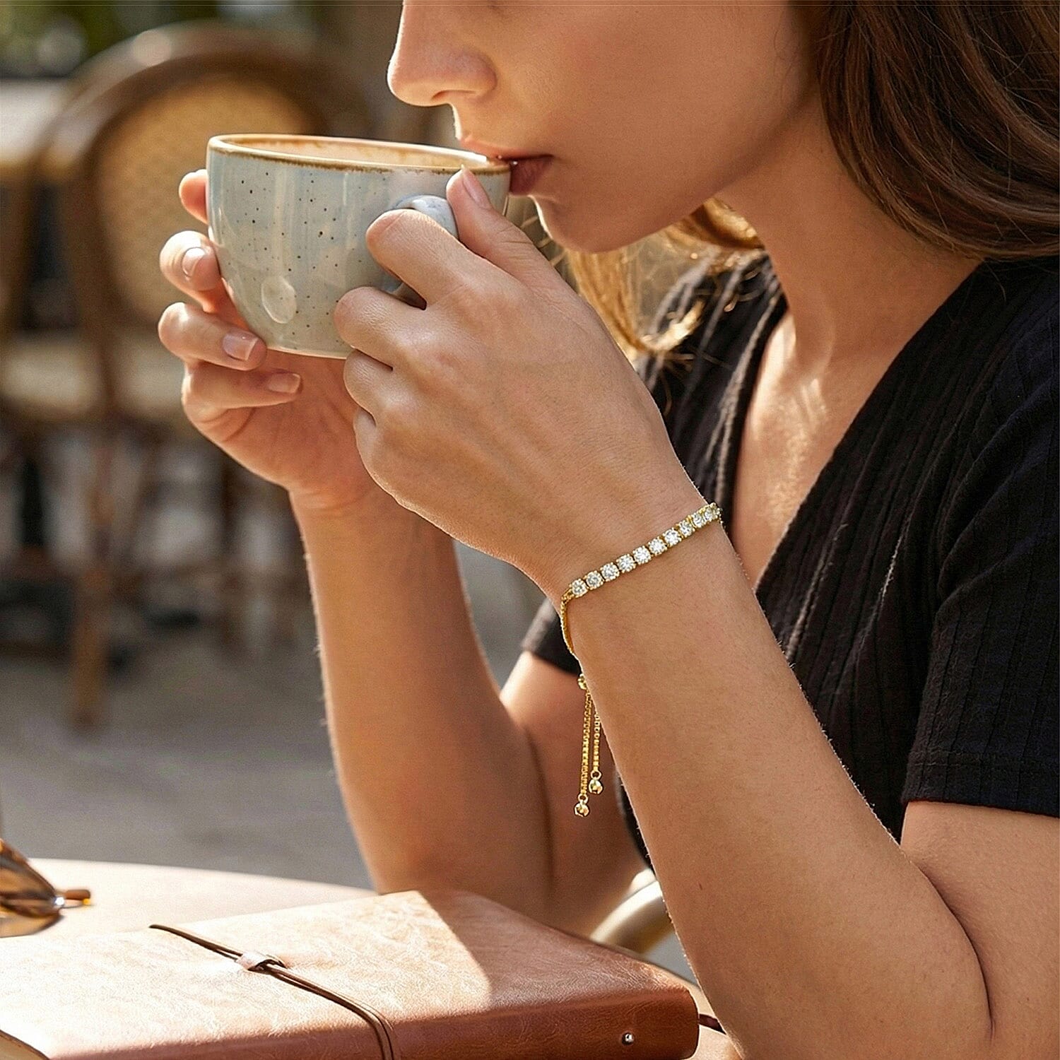 D'Joy Moissanite Bolo Adjustable Bracelet (Size 10.5) in 18K Yellow Gold Plated Sterling Silver 1.35 Ct.