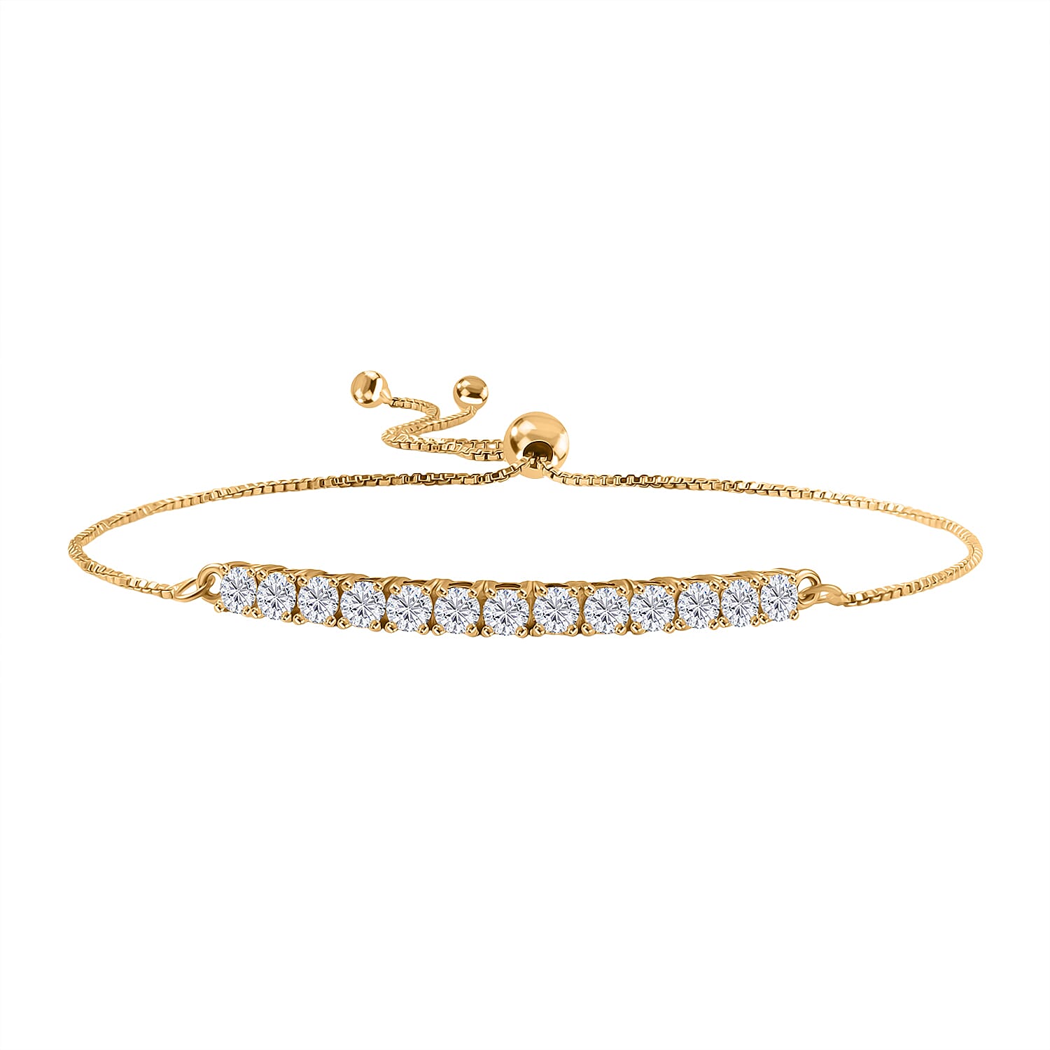 D'Joy Moissanite Bolo Adjustable Bracelet (Size 10.5) in 18K Yellow Gold Plated Sterling Silver 1.35 Ct.
