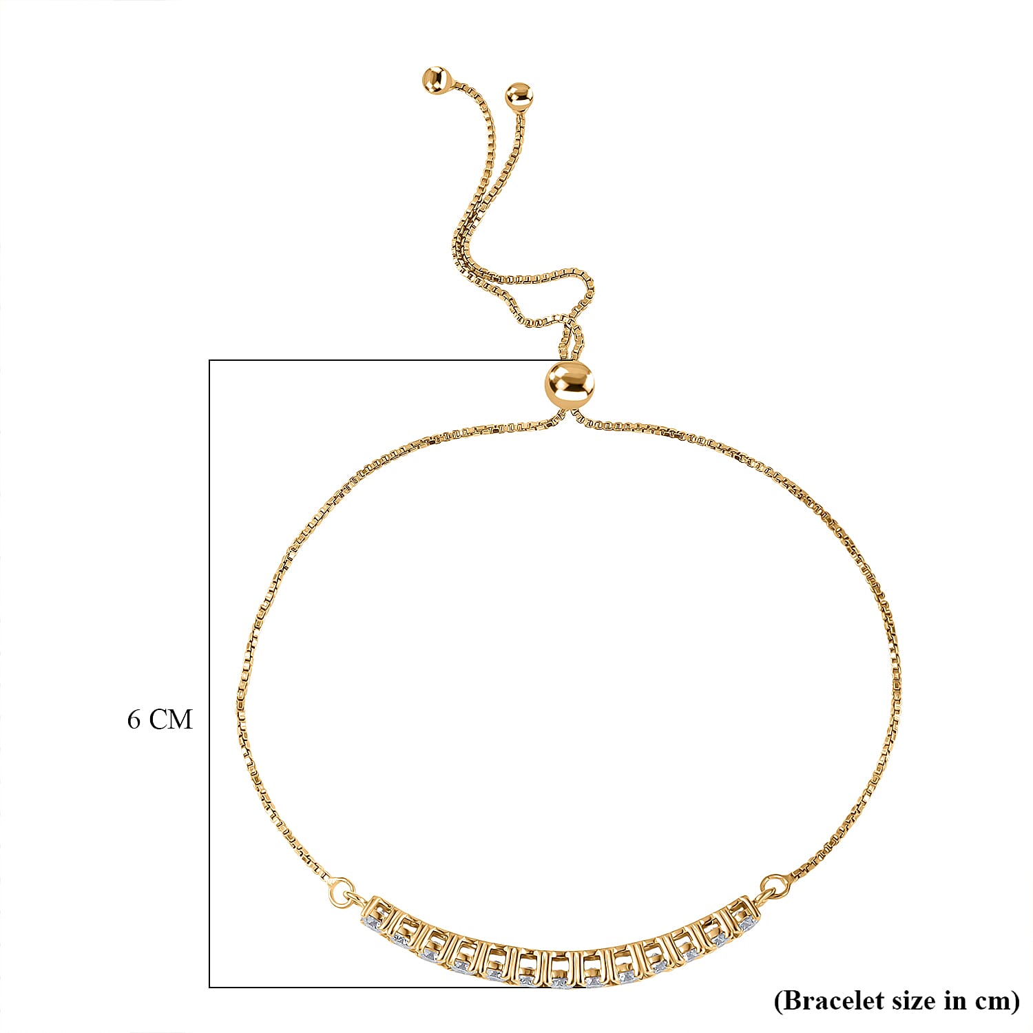 D'Joy Moissanite Bolo Adjustable Bracelet (Size 10.5) in 18K Yellow Gold Plated Sterling Silver 1.35 Ct.