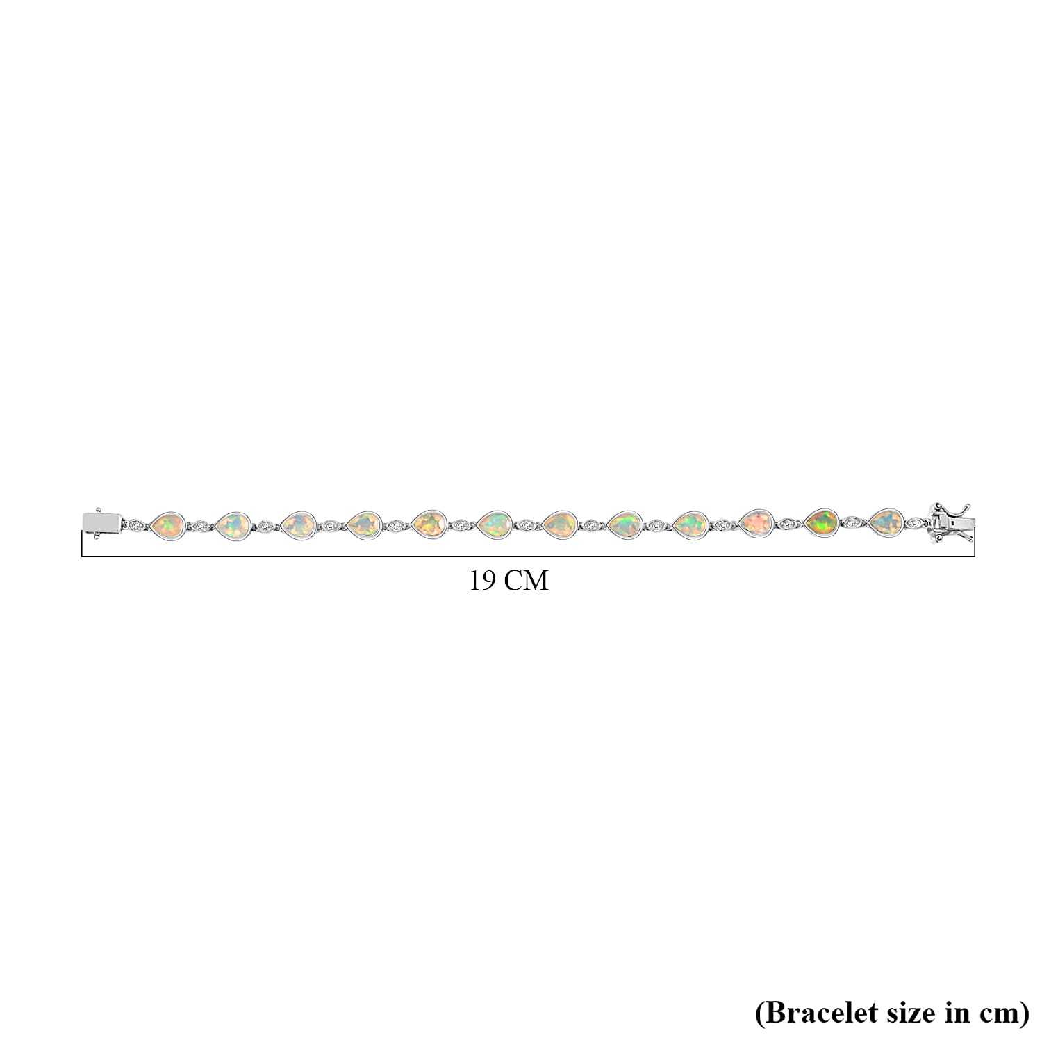 D'Joy Ethiopian Opal & Moissanite Tennis Bracelet 1 Row (Size 7.5) with GB Lock Box in Rhodium Overlay Sterling Silver 6.10 Ct, Silver Wt. 8.74 Gms.