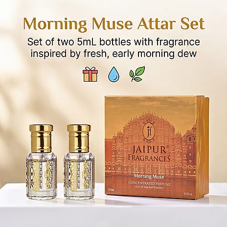 Jaipur Fragrance - Set of 2 - Royal Oudh Ritual Attar Set - Adonis Rose - Frankincense Attar with Oudh Musk in Jojoba Oil
