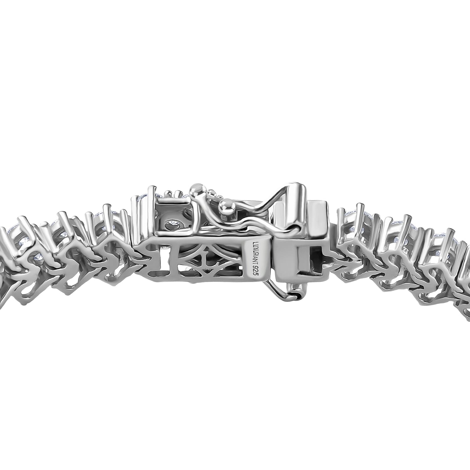 Luxuriant Lab Grown Diamond (SI-GH) Three Row Bracelet (Size 7.5) with GB Lock Box in Rhodium Overlay Sterling Silver 7.29 Ct, Silver Wt. 15.60 Gms.