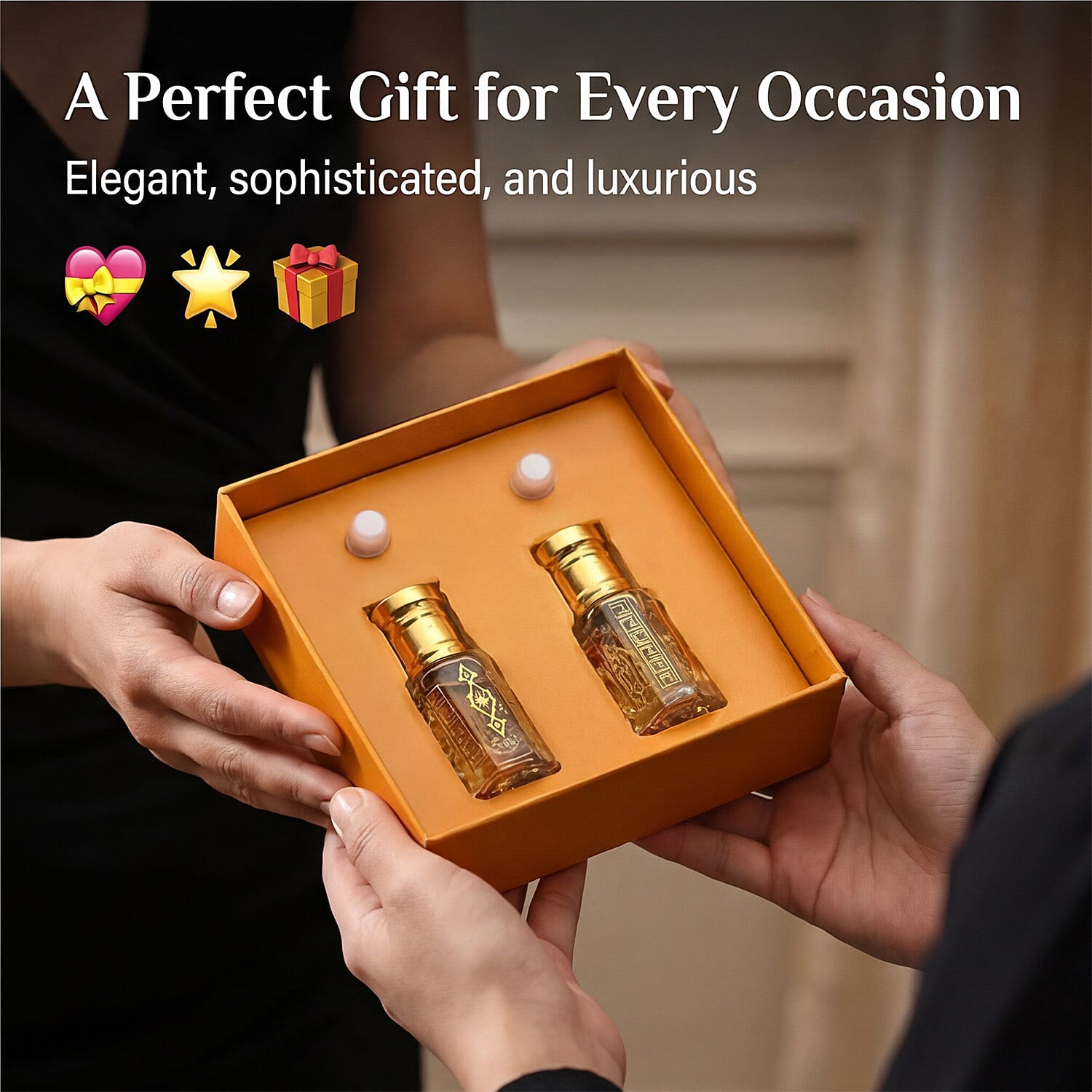 Jaipur Fragrance - Set of 2 - Morning Muse Attar Set - Parfum de Matin Blackcurrant Rose - Jasmine with Winsome Sweet Floral Gourmand