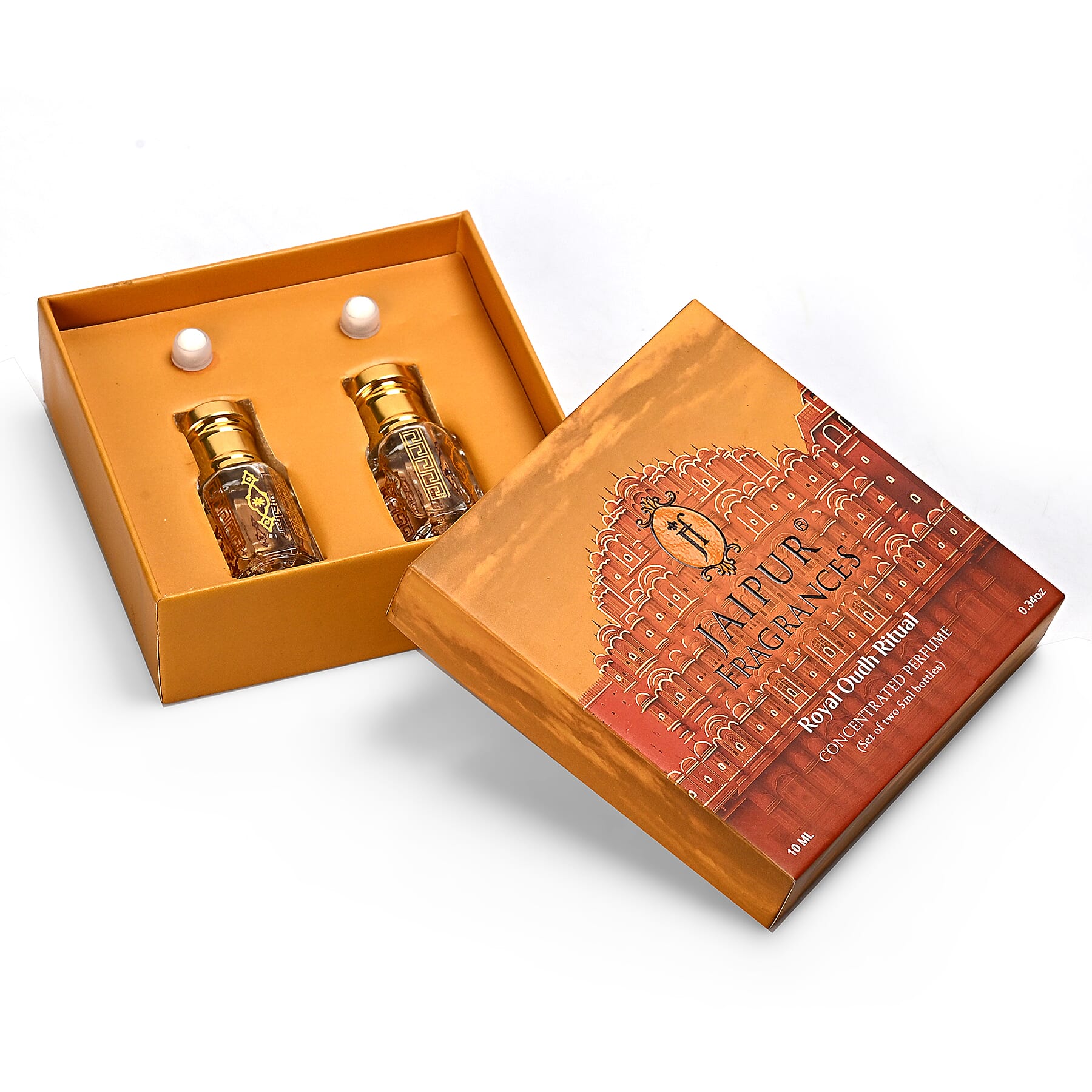 Jaipur Fragrance - Set of 2 - Morning Muse Attar Set - Parfum de Matin Blackcurrant Rose - Jasmine with Winsome Sweet Floral Gourmand