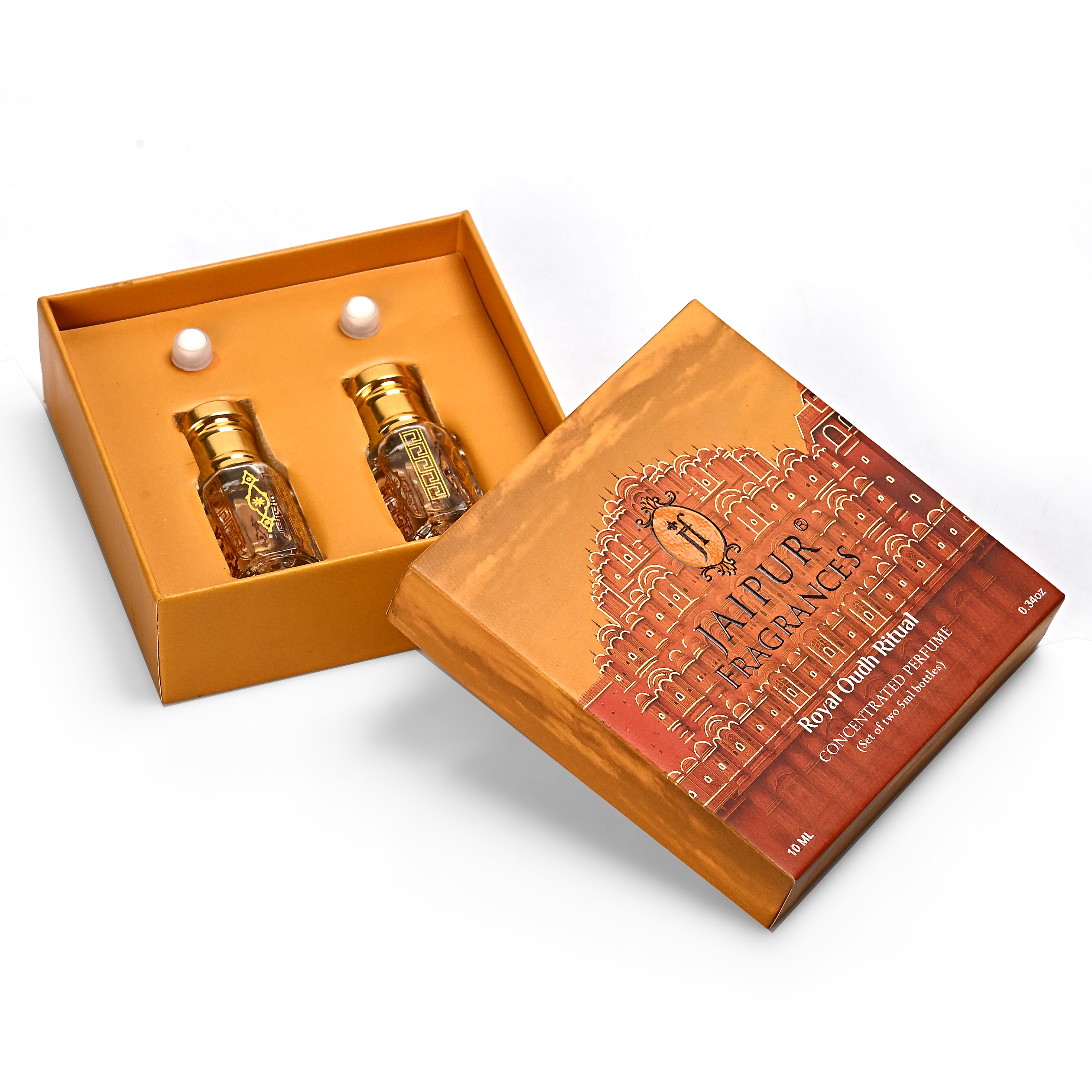 Jaipur Fragrance - Set of 2 - Morning Muse Attar Set - Parfum de Matin Blackcurrant Rose - Jasmine with Winsome Sweet Floral Gourmand