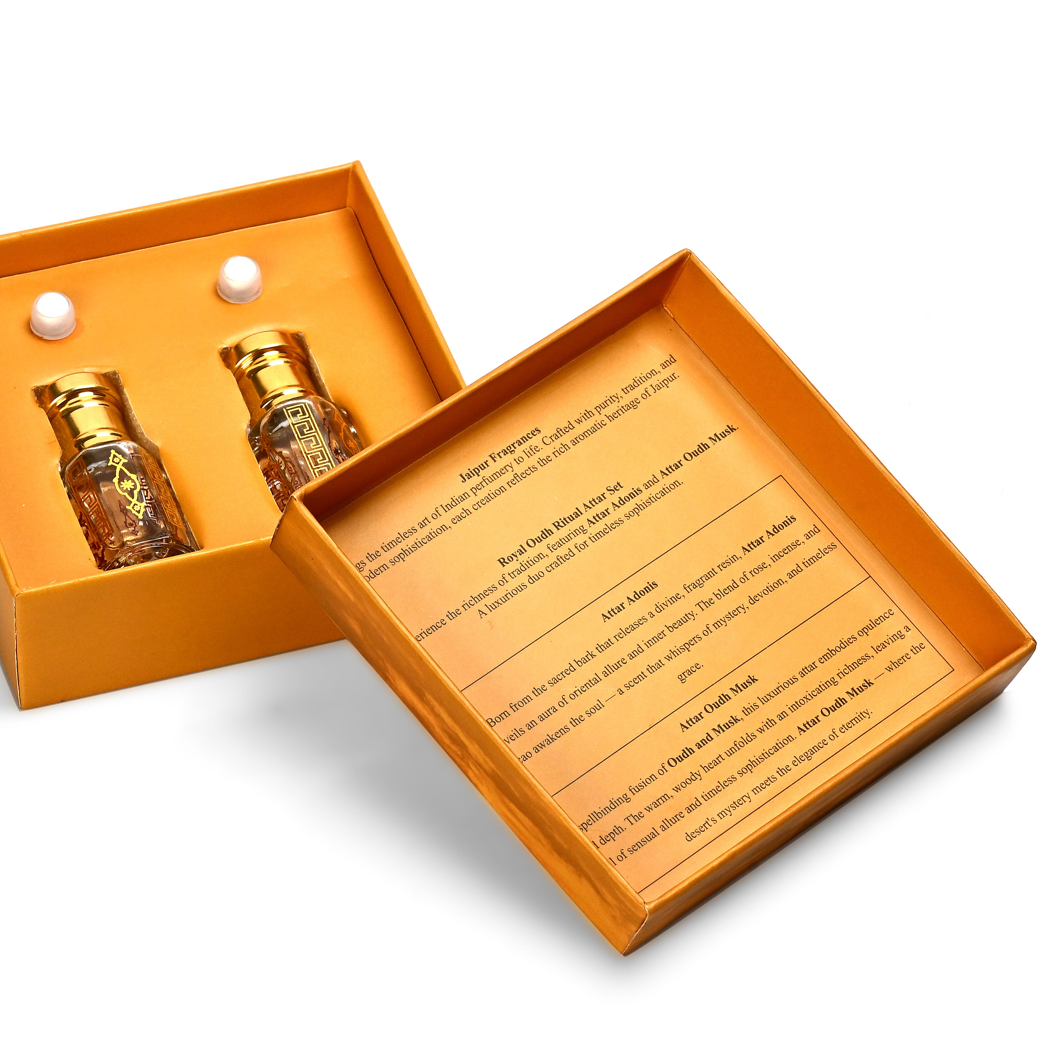 Jaipur Fragrance - Set of 2 - Morning Muse Attar Set - Parfum de Matin Blackcurrant Rose - Jasmine with Winsome Sweet Floral Gourmand