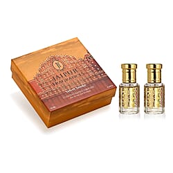 Jaipur Fragrance - Set of 2 -Velvet Smoke Attar Perfume Oil Set - Attar Zephyr (Resinous Rose - Frankincense) - Attar Musk (Clean White Musk)