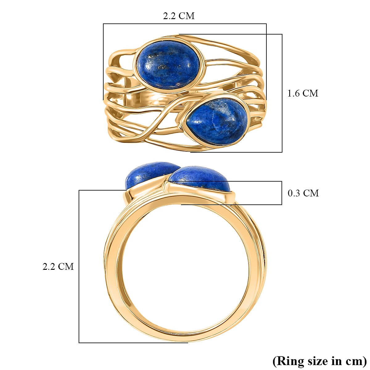 EverTrue Lapis Lagoon Ring in Yellow Gold Tone 3.04 Ct.