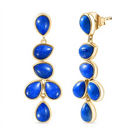 EverTrue Lapis Lagoon Cluster Earring in Yellow Gold Tone 18.14 Ct.