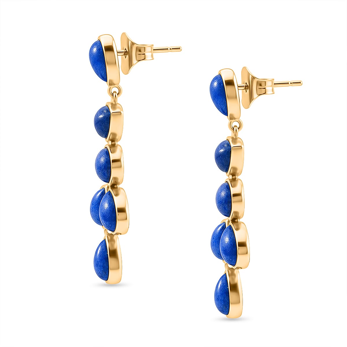 EverTrue Lapis Lagoon Cluster Earring in Yellow Gold Tone 18.14 Ct.