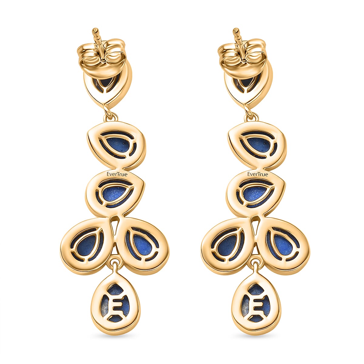 EverTrue Lapis Lagoon Cluster Earring in Yellow Gold Tone 18.14 Ct.