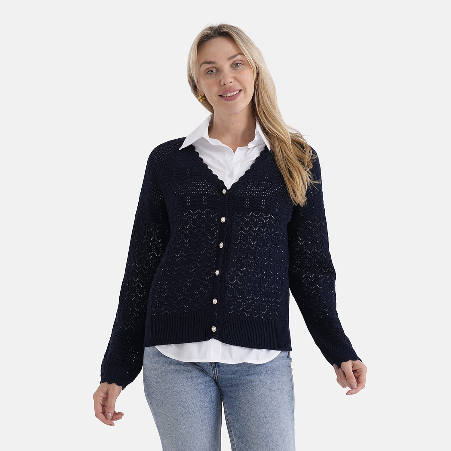 & Maisi Cotton Patterned Cardigan