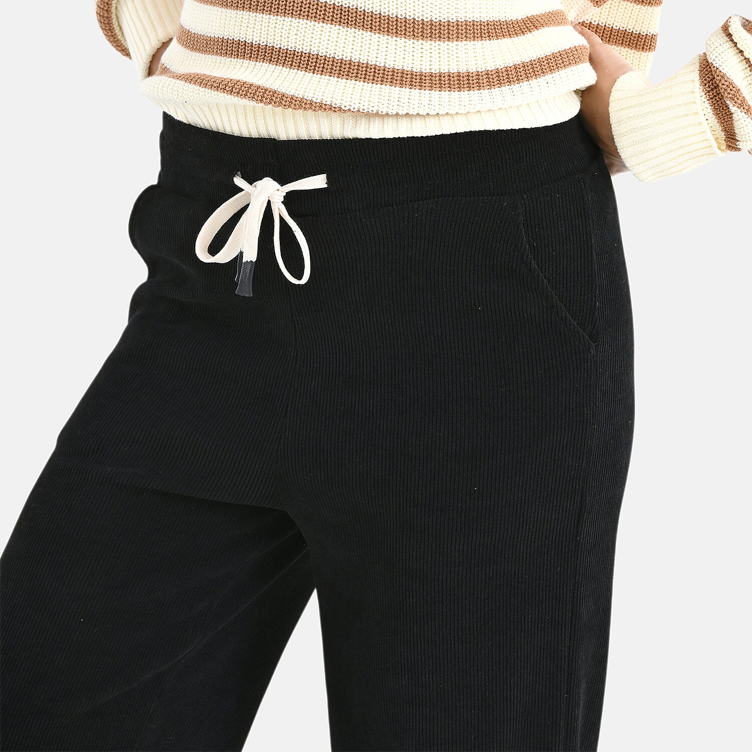 La Marey Wide Leg Corduroy Trousers (Size XL) - Black