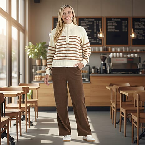 La Marey Straight Leg Corduroy Trousers (Size 16-18) - Brown