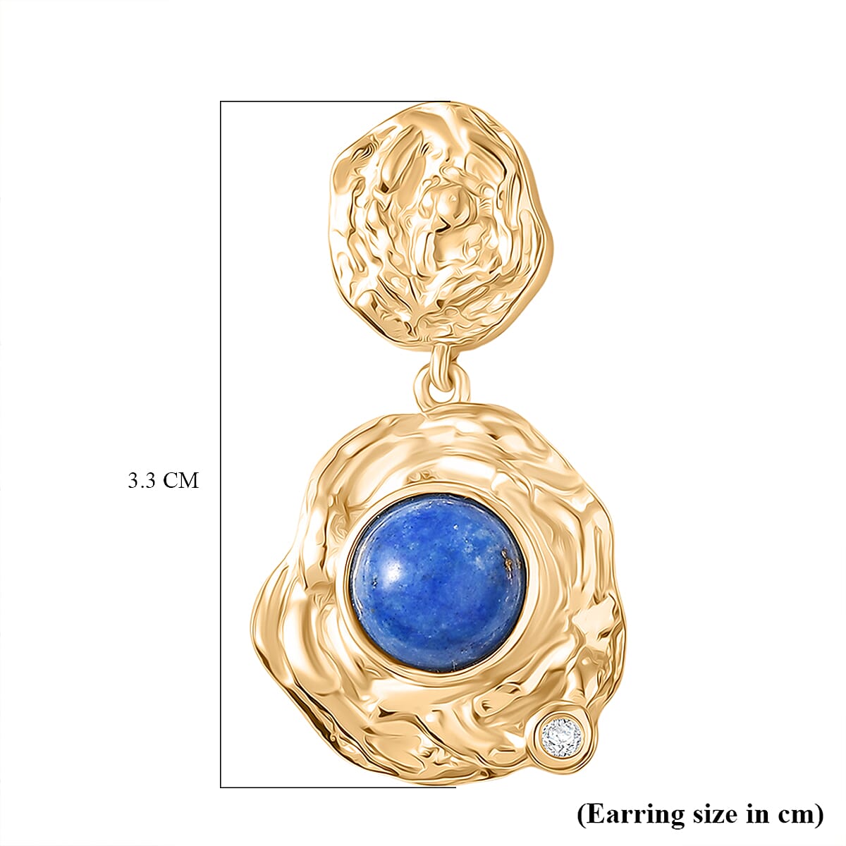 EverTrue Lapis Lagoon & White Zircon Earring in Yellow Gold Tone 4.82 Ct.