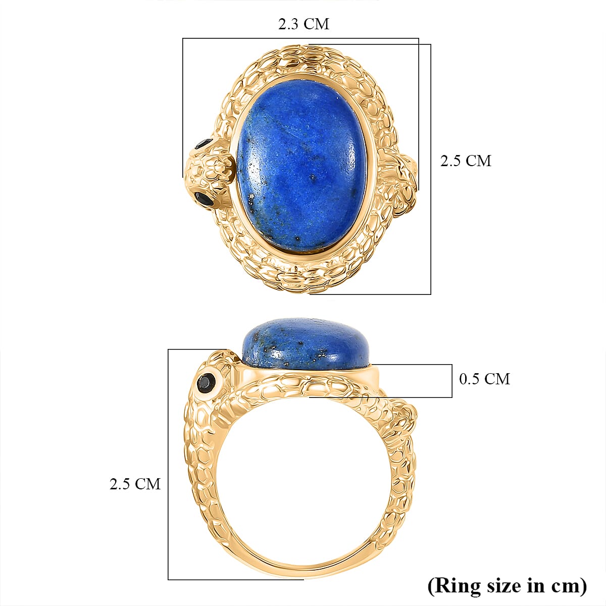 EverTrue Lapis Lagoon & Black Spinel Living Creature Ring in Yellow Gold Tone 11.56 Ct.