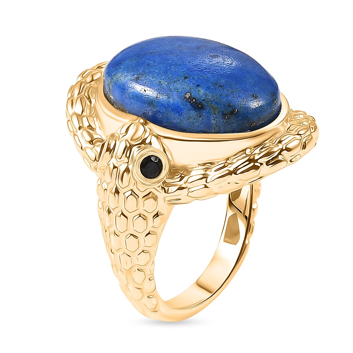 EverTrue Lapis Lagoon & Black Spinel Living Creature Ring in Yellow Gold Tone 11.56 Ct.