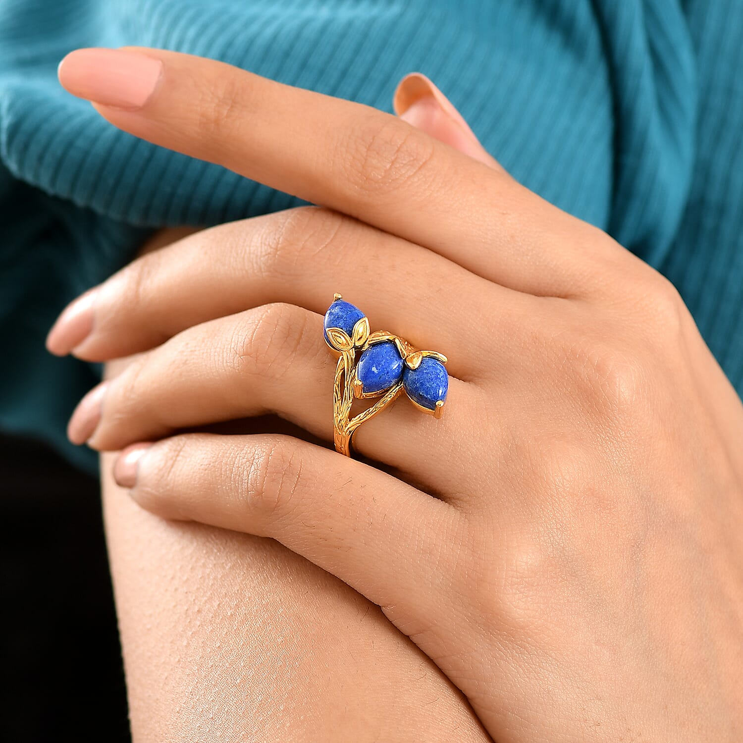 EverTrue Lapis Lagoon Ring in Yellow Gold Tone 5.21 Ct.