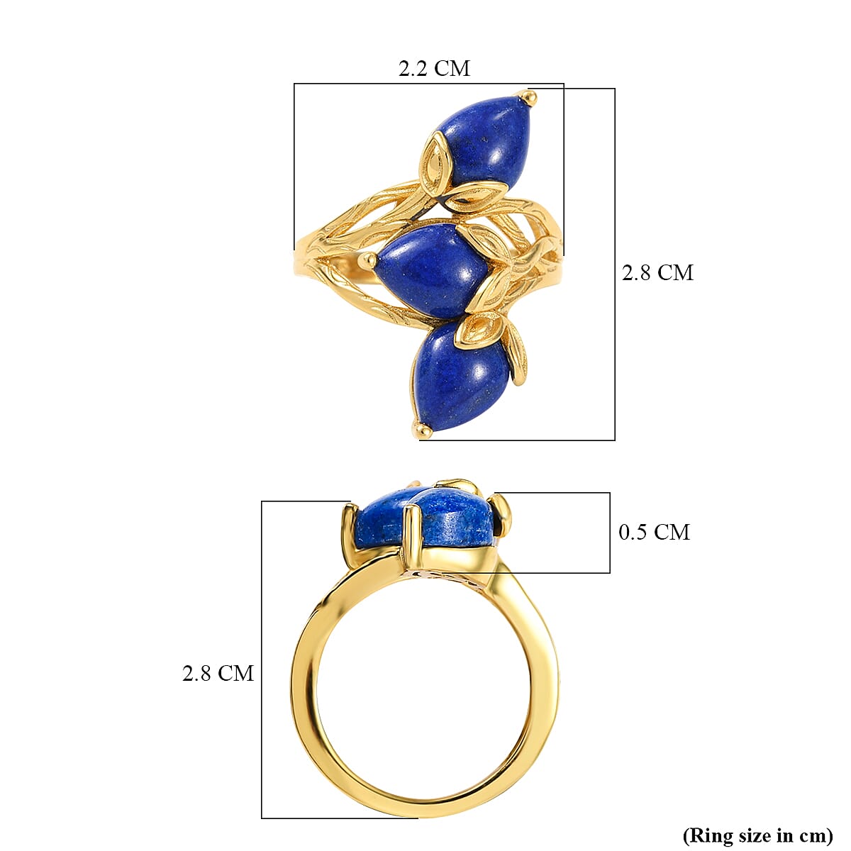 EverTrue Lapis Lagoon Ring in Yellow Gold Tone 5.21 Ct.