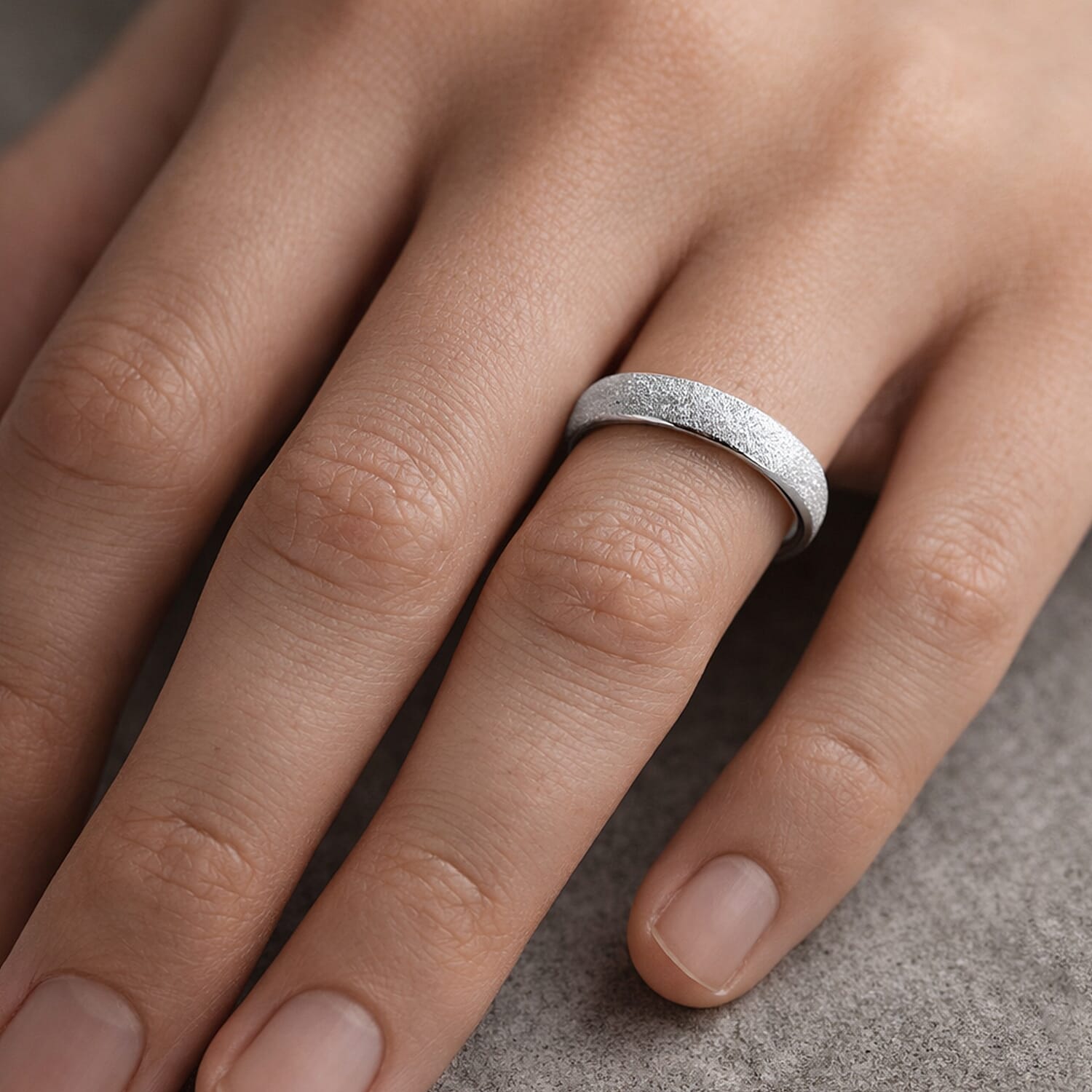 Sterling Silver Sandblasted Band Ring