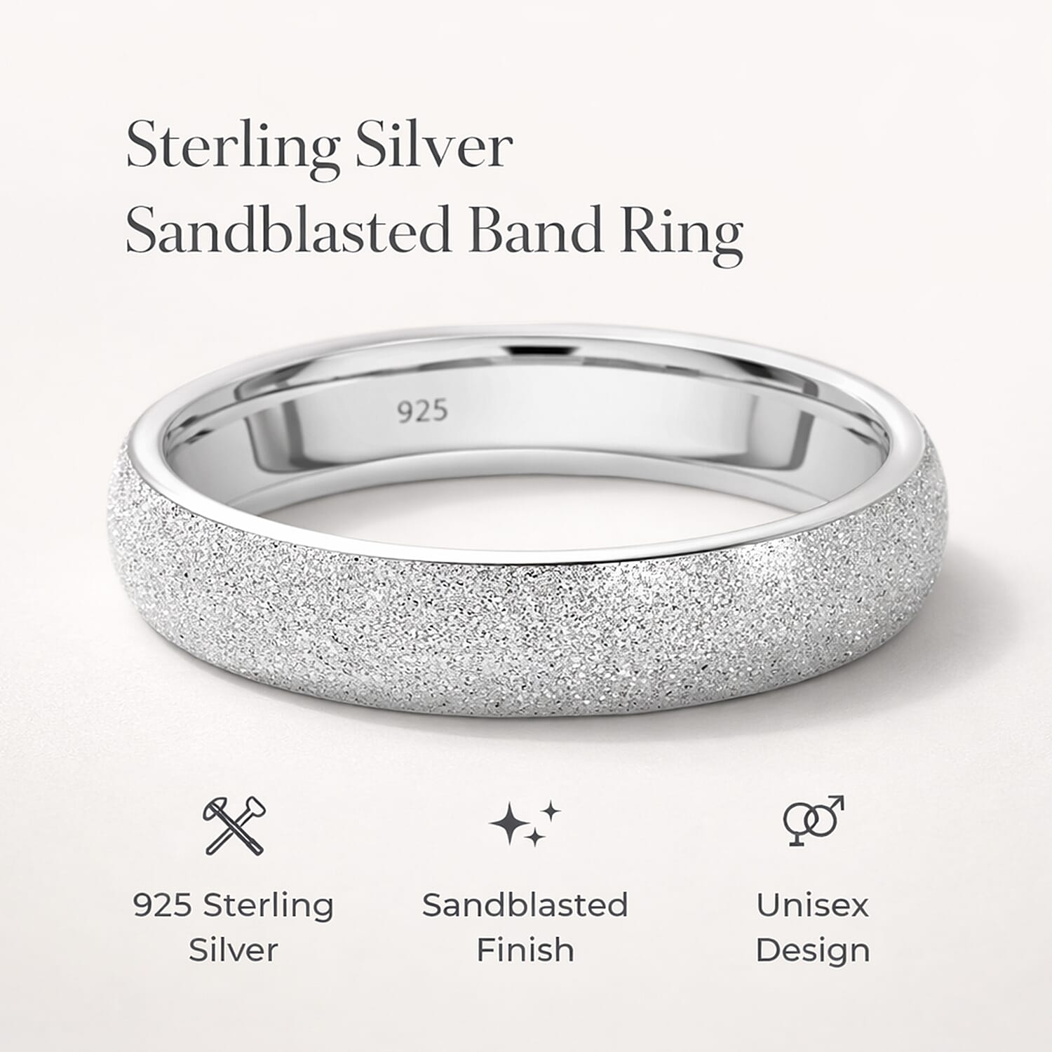 Sterling Silver Sandblasted Band Ring
