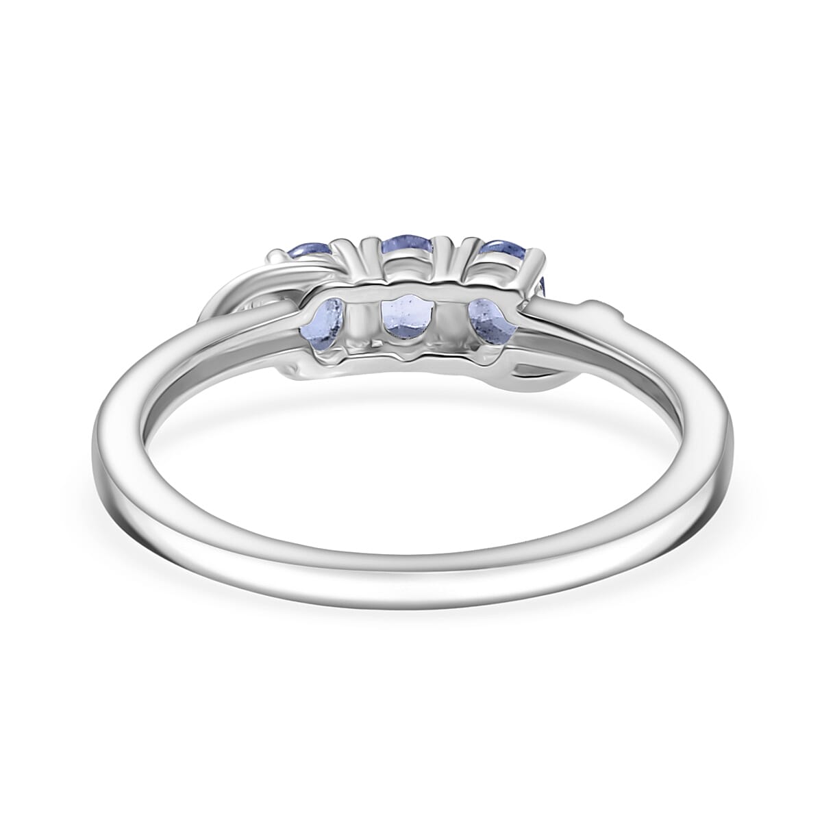 Tanzanite 3 Stone Ring in Platinum Overlay Sterling Silver