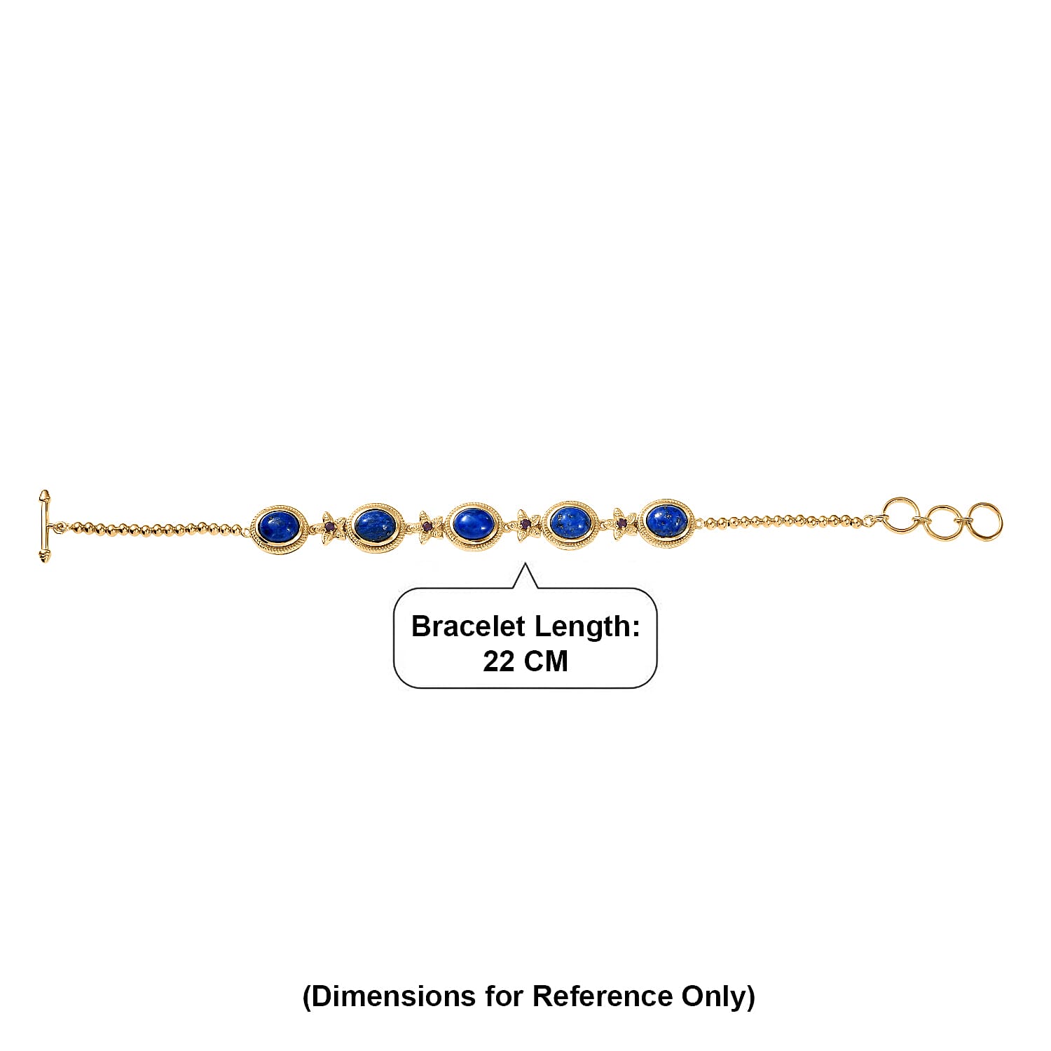 EverTrue Lapis Lagoon & African Amethyst Cluster Bracelet (Size - 7.5) in Yellow Gold Tone 12.50 Ct.