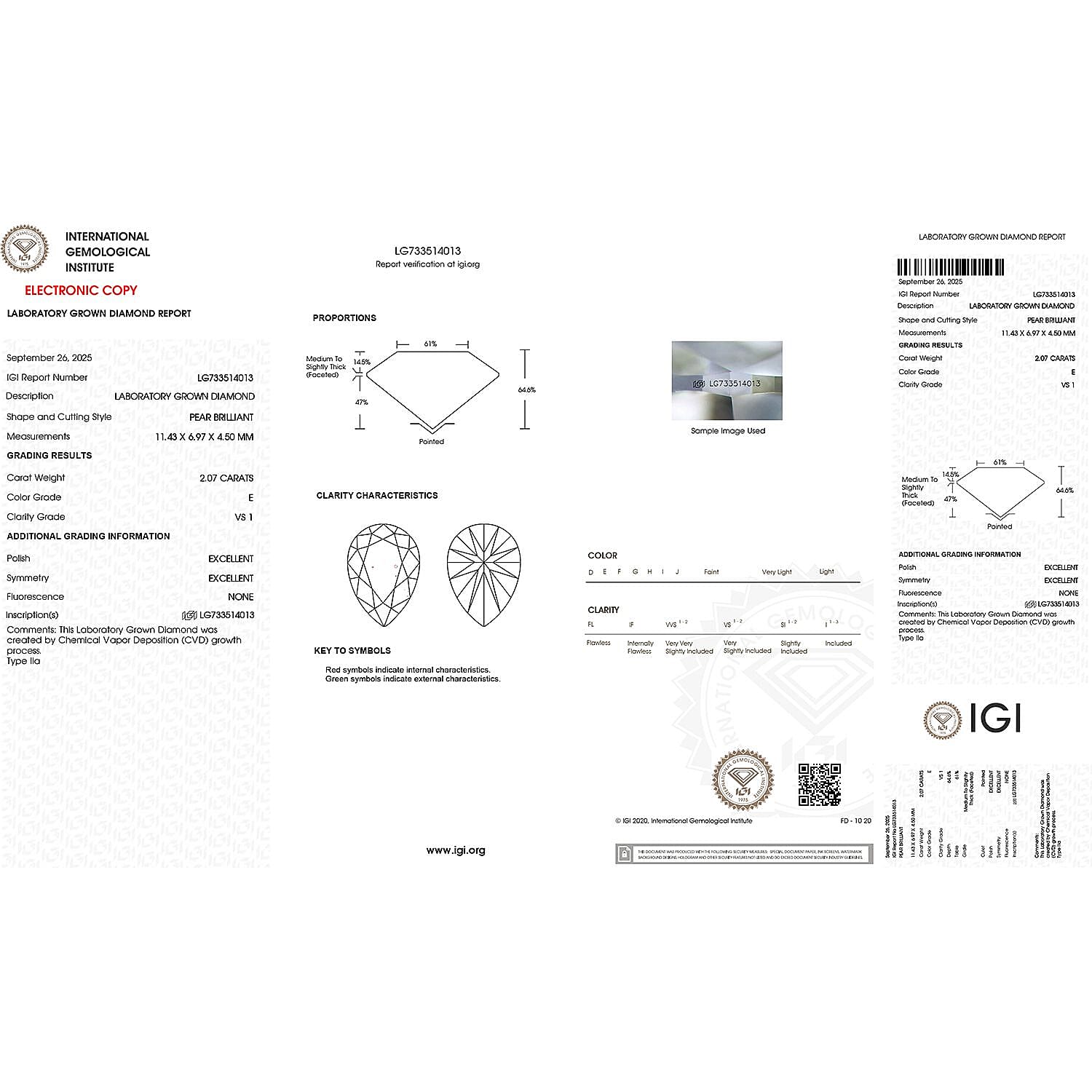 Luxuriant 950 Platinum IGI Certified (VS-EF) Lab Grown Diamond Pendant 2.04 Ct.