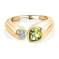 D'Joy Peridot Moissanite Bypass Ring in Sterling Silver 1.400 Ct.