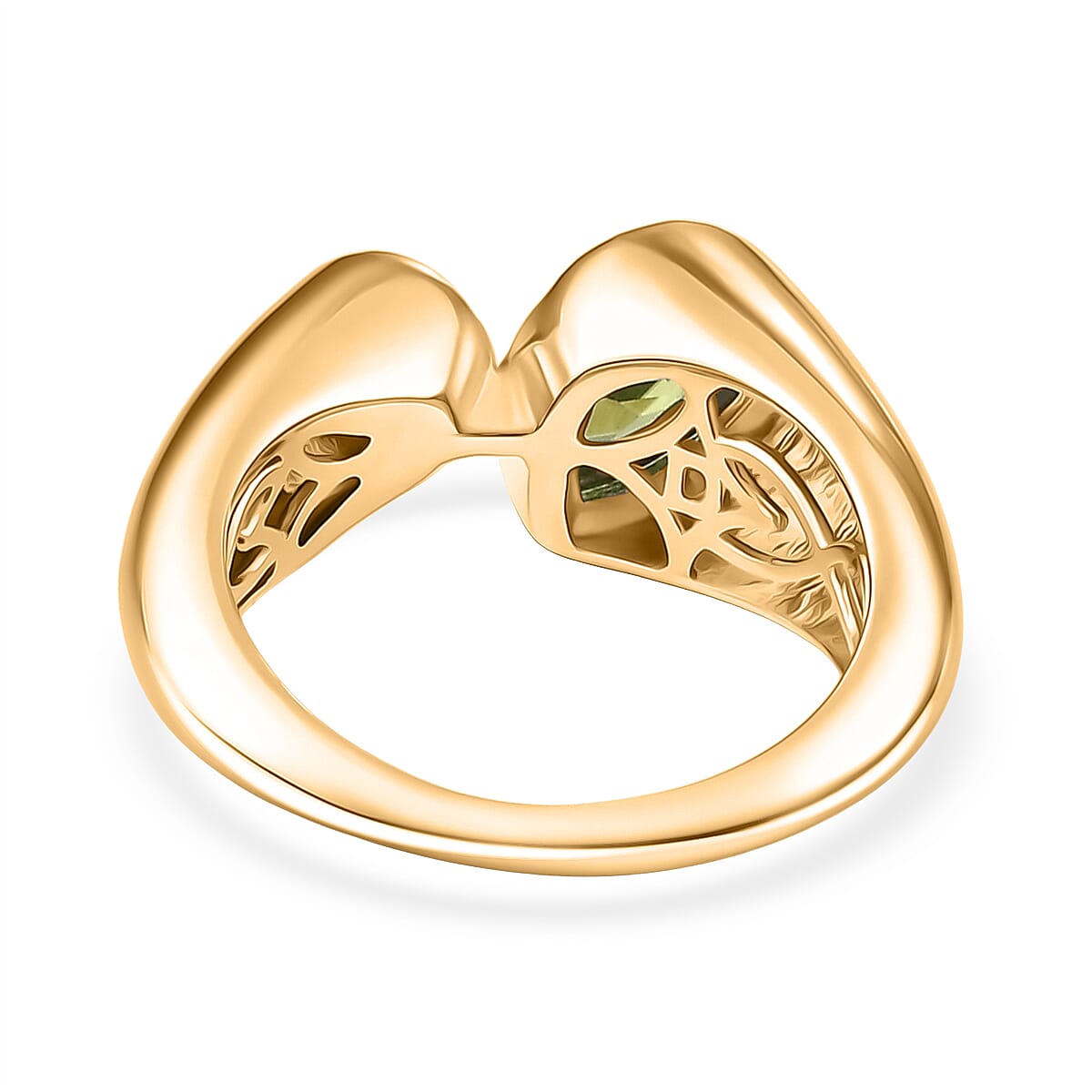 D'Joy Peridot, Moissanite Bypass Ring in 18K YG VermeilSterling Silver, Silver Wt.5.4 Gms  1.400  Ct.