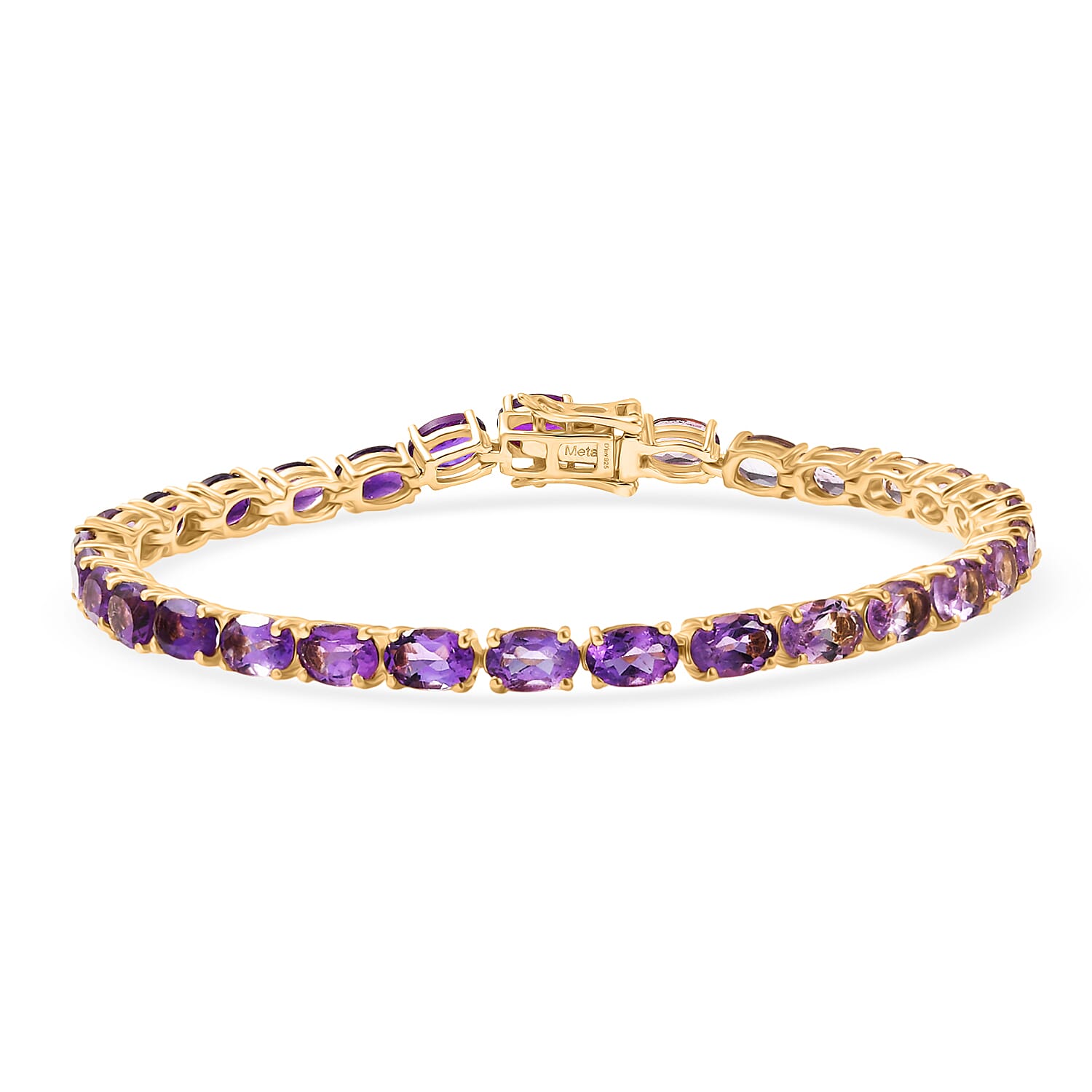 D'Joy Pink Amethyst, Bolivian Amethyst, African Amethyst & Rose De France Amethyst Linking Bracelet (Size - 7.5) in 18K Vermeil Yellow Gold Plated Sterling Silver 13.13 Ct.