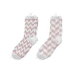 Pack of 2 - Ladies Floral Print Cosy Socks (Size UK 4-8) - White -  Blue