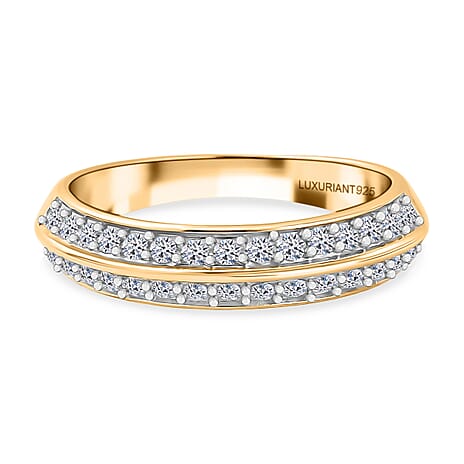 Luxuriant Lab Grown Diamond Half Eternity Band Ring in 18K YG VermeilSterling Silver  0.450  Ct.