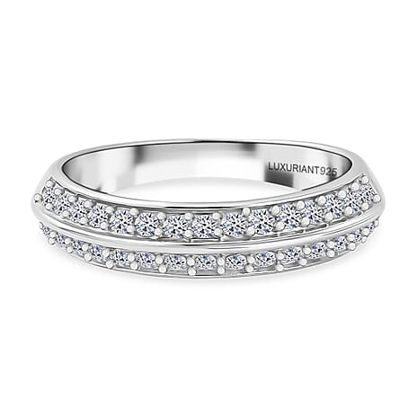 Luxuriant Lab Grown Diamond Half Eternity Band Ring in Rhodium OverlaySterling Silver  0.450  Ct.