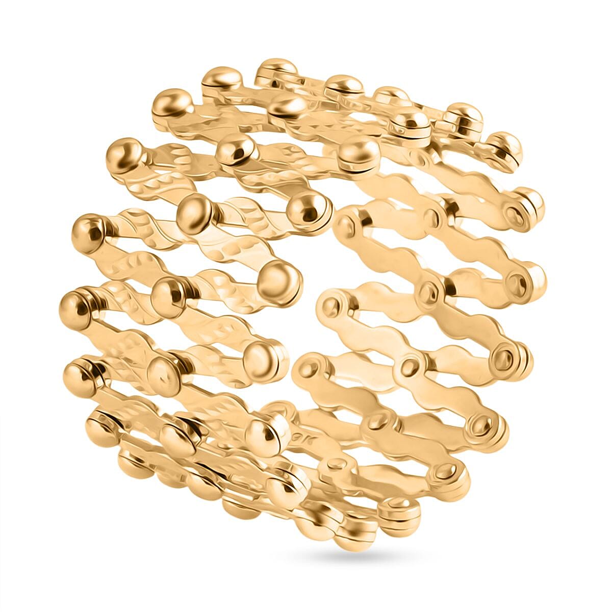 One Time Deal- 9K Yellow Gold Handmade Concertina Ring Or Bangle  (Size Adjustable), Gold Wt. 8.40 Gms.